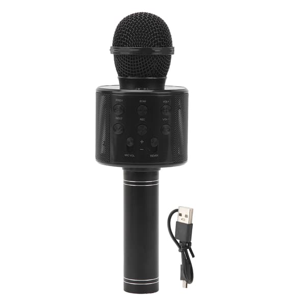 Bærbar 3-i-1 trådløs Bluetooth karaokemikrofon med højttaler, Hi-Fi lyd, sort