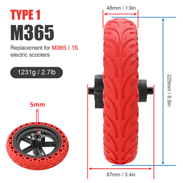Mjukt bakre däcknav för Xiaomi M365/1S Pro Pro2 Pro3 Elscooter 8.5*2\"