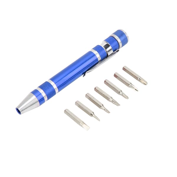 8-i-1 Lommeskruetrækker Mini Magnetisk Pen Multifunktionel til Tynde Skruer Blå