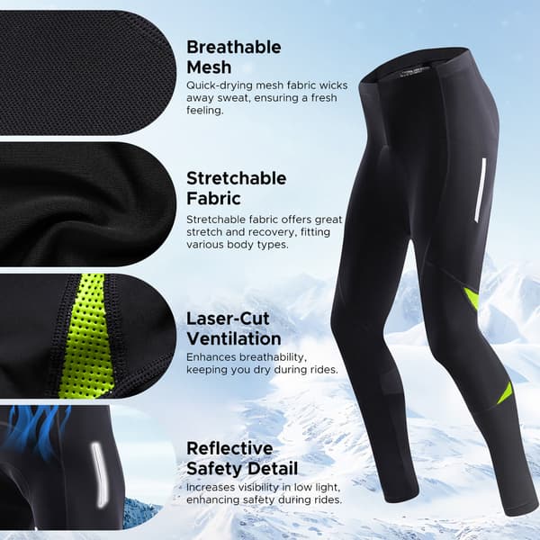 Cykelshorts til mænd med plys-isolering og 3D-polstring til vinter-mountainbiking