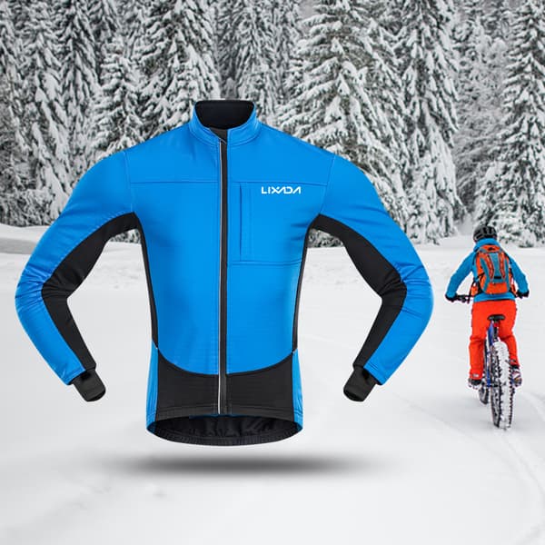 Vintercykeljacka för män, vindtät och vattentät med polarfleece, MTB