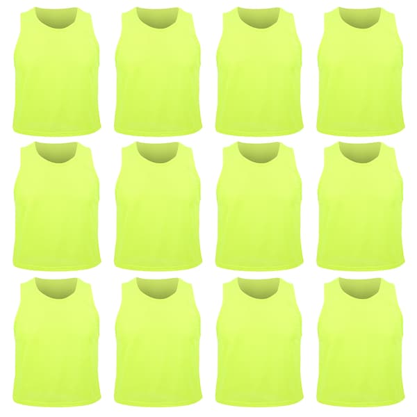 12 STK Børnefodboldtræningsvest Fluorescerende Grøn Åndbar Mesh One Size