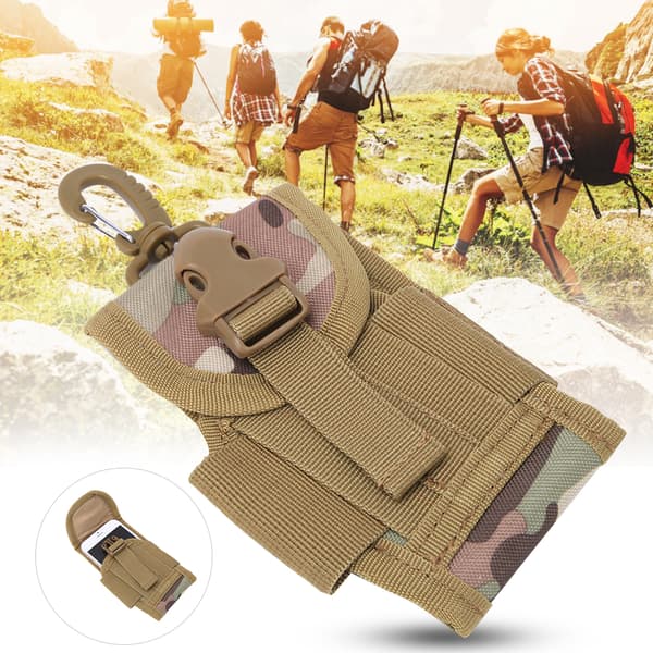 Multifunktionell MOLLE EDC Bältesväska för 4,5-tums mobiltelefon, kamouflage med krok