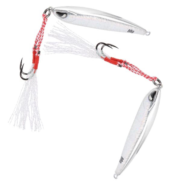 2 st fiskedrag med 3D-ögon, dubbla krokar för basgädda wobbler, silver