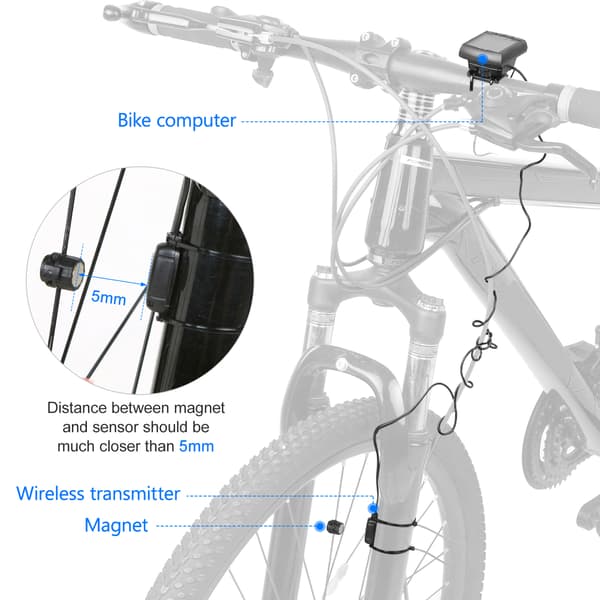 Lixada sykkelcomputer med speedometer og kilometerteller, IPX5 bakgrunnsbelysning, for MTB og landeveissykler