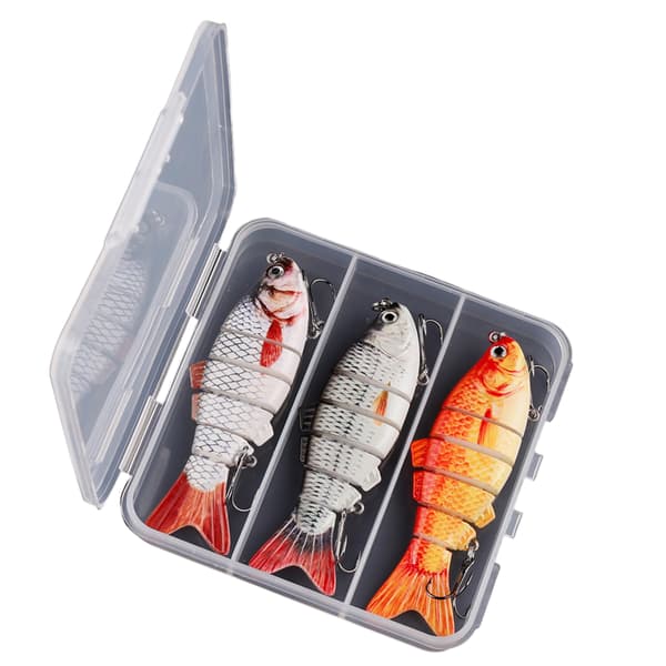 Fiskedrag för basöring, 6 segment, hård kropp med trekrokar, swimbait