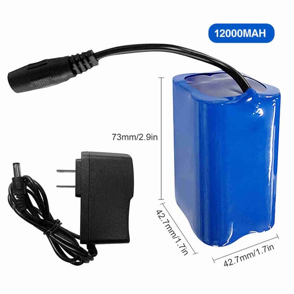 2 genopladelige 12000mAh batterier med oplader til 7.4V fiskebådsfoderbåd