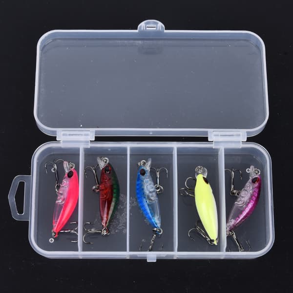 5 kpl Mini Minnow ABS-tekokaloja terävällä kolmihaarakoukulla - Kalastustarvike