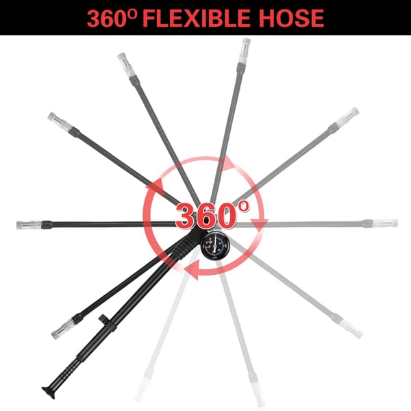 Högtrycks 300 PSI cykelluftpump med mätare, Presta-ventil, Schrader, fram- och bakgafflar