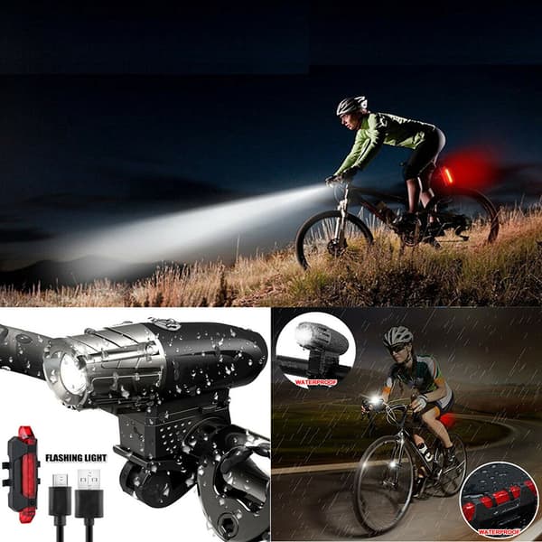 Oppladbar USB Vanntett LED Sykkellykt med Front- og Baklys