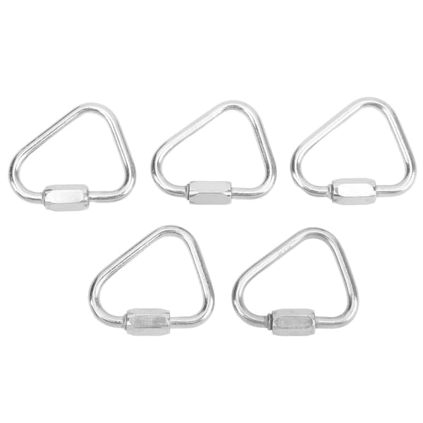 5 stk. trekantet karabinhage i rustfrit stål med lås til camping og vandreture 3,5 mm