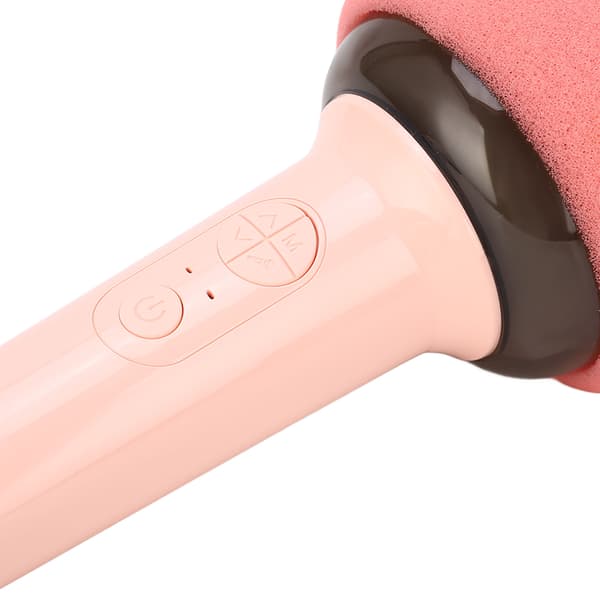 Bärbar trådlös Bluetooth-mikrofon med 5 omgivande ljuslägen för sång Rosa