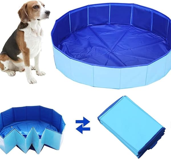 Hundepool, Hundebadekar, Foldbart PVC-bassin, Skridsikkert kæledyrsbadekar, 60 x 20 cm (L)
