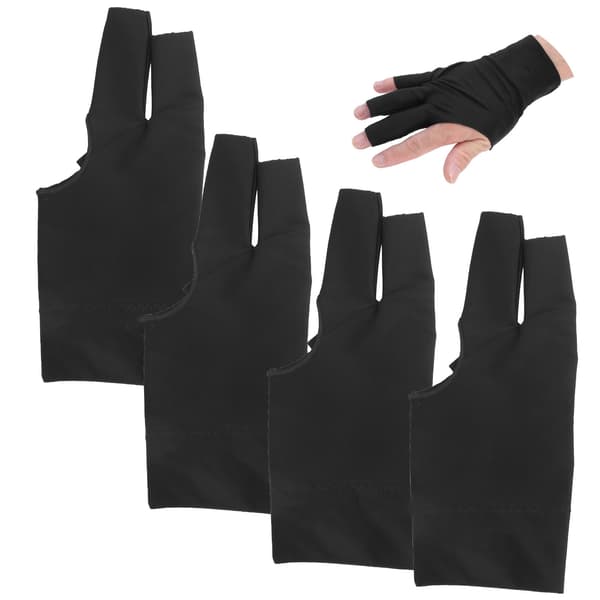 4 kpl snooker-käsineitä, 3 avointa sormea, unisex, vasen/oikea käsi