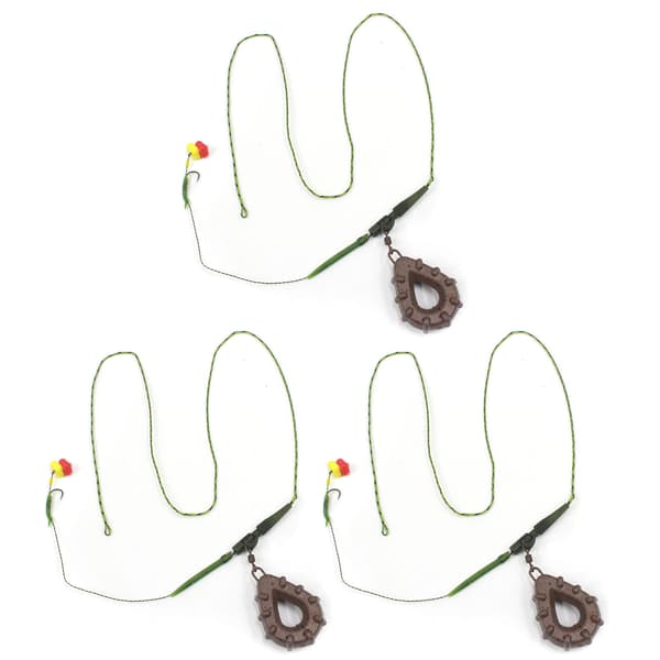 3-pack inline karpfiskeutrustning med vikt, gummi, trasselfri slang och kulled