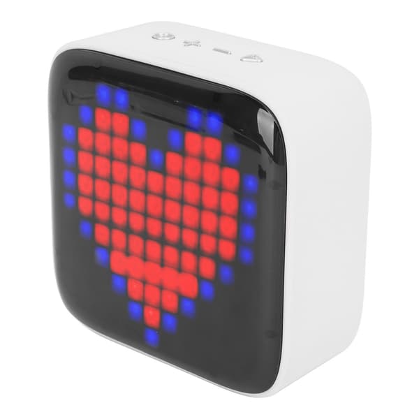 Bærbar Mini Retro Bluetooth-højttaler med farverige LED-lys, Pixel-stil, IPX6, Grå