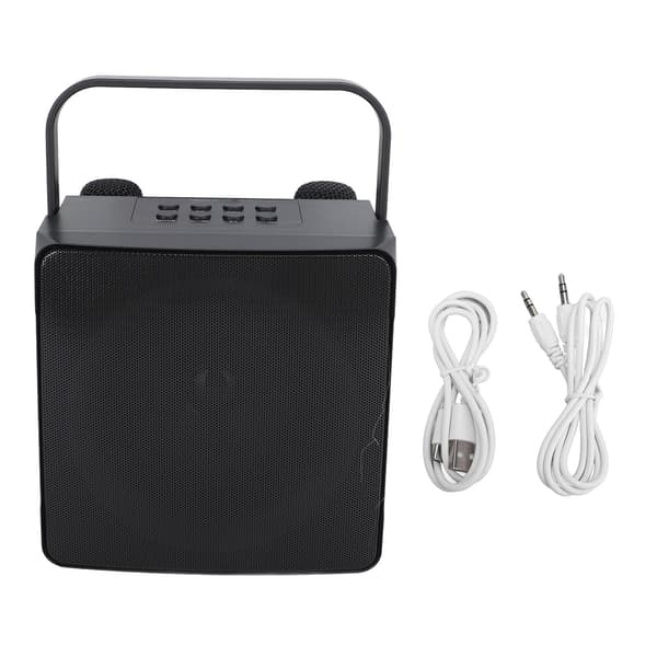 Bærbar Bluetooth Karaoke Maskine med 2 Trådløse Mikrofoner og RGB Lys til Hjemmefester - Sort