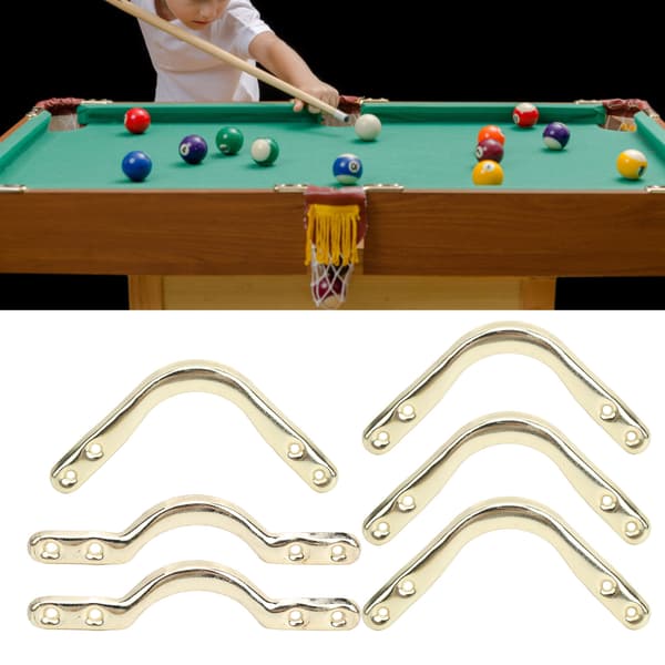 6 stk. jernstøtter til billardbordtasketilbehør, hjørner, sider, net