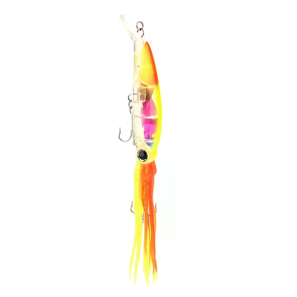 Blækspruttefiskelokkemiddel 24cm/40g Gul Orange Treblekrog Gennemsigtig Kunstig Agn