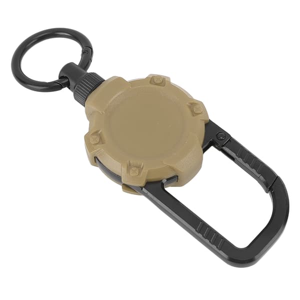 Magnetisk infällbar nyckelring med karbinhake, rostfri ståltråd, brun