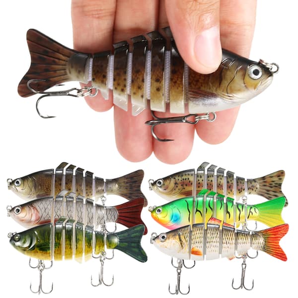 Leddelt 7-segment Crankbait fiskelokkemiddel med realistisk 3D-krog til bas, gedde og sandart.
