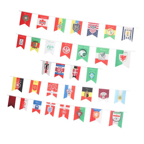 VM-flag 2022 med 32 hold, 20x28 cm reb, farveægte polyester