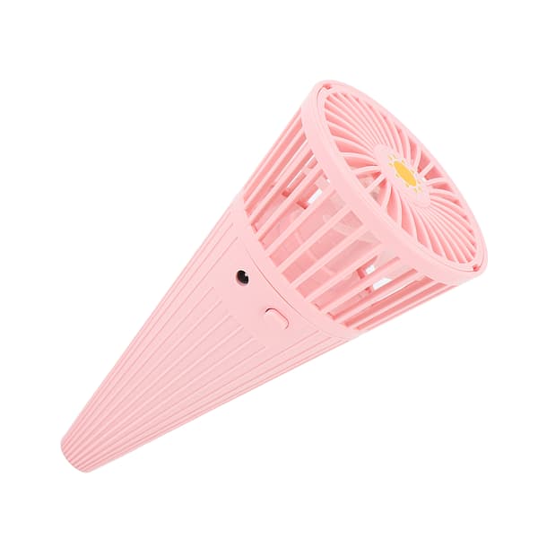Bærbar Mini Kegleformet Halsventilator, Pink, Lydløs, Kraftfuld, Sommer