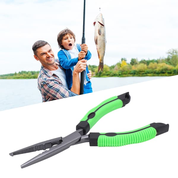 Multifunktionel fisketang med saks til at klippe line og afkroge, 7 tommer