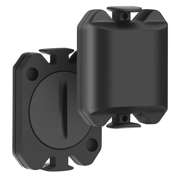 Trådløs hastigheds- og kadencesensor til cykler, IP67-klassificeret, ANT+ og Bluetooth-kompatibel.