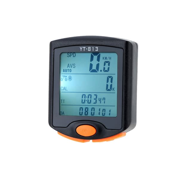Trådløs cykelcomputer med kilometertæller, speedometer, stopur, termometer, natlys og regntæt