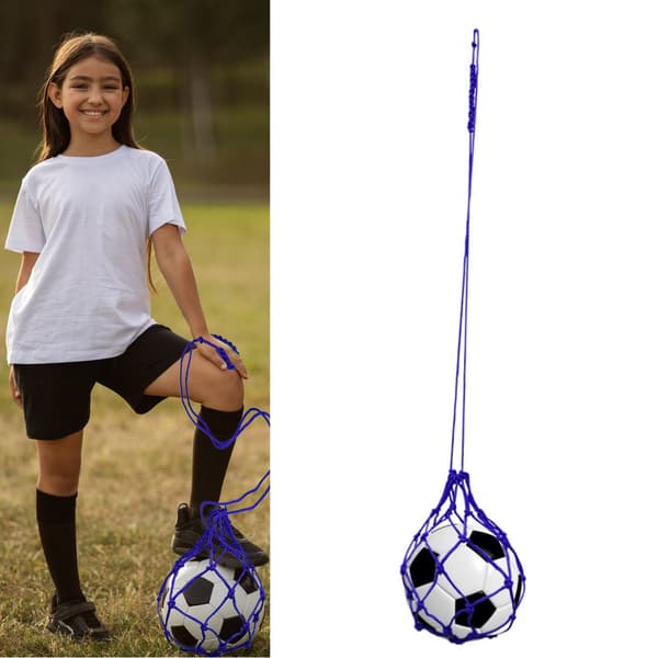 Fotbollsparktränare med slitstarkt elastiskt nylonnät för att hålla bollen uppe - Blå