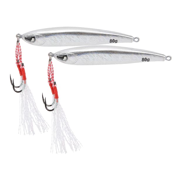 2 st fiskedrag med 3D-ögon, dubbla krokar för basgädda wobbler, silver