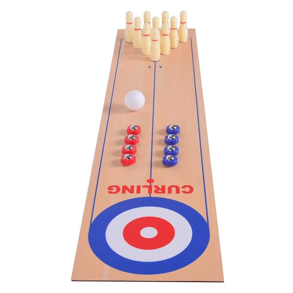 3-in-1 lautapeli: curling, keilailu ja shuffleboard - perhe- ja juhlasetti