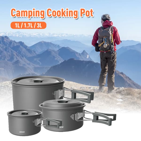 Campinggryde i aluminiumslegering med foldbart håndtag til camping, picnic og vandreture