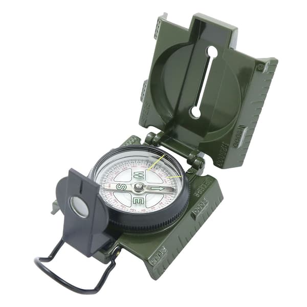 Multifunksjonelt utendørs sammenleggbart kompass for camping og fotturer med LED-lys for navigasjon og overlevelse