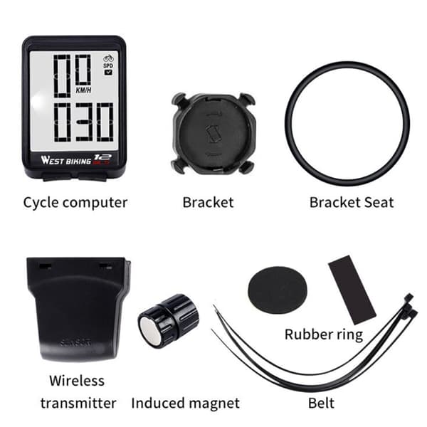 Trådløs sykkelcomputer med bakgrunnsbelysning, speedometer, termometer og multifunksjonelle funksjoner