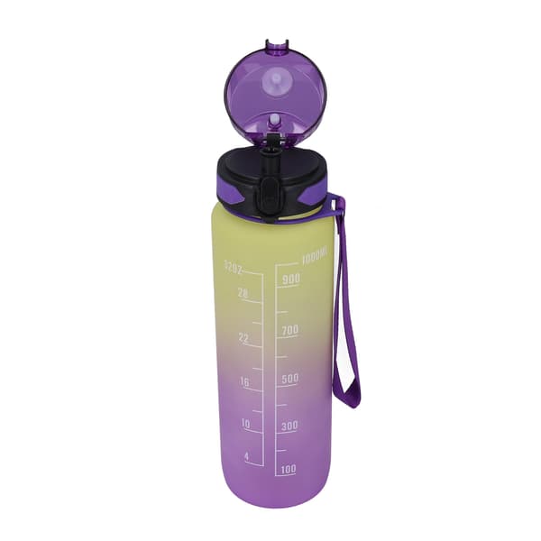1000 ml Gradient Lila Bärbar Sportvattenflaska med Timer och Armband
