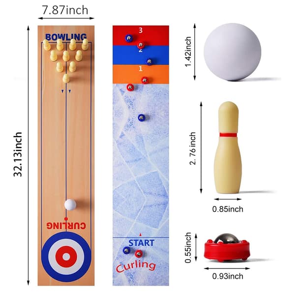 3-in-1 lautapeli: curling, keilailu ja shuffleboard - perhe- ja juhlasetti