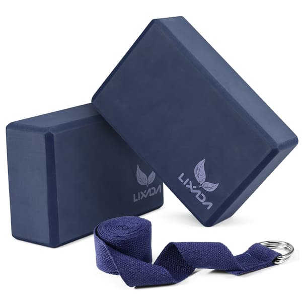 Set med 2 halkfria EVA yogablock med justerbart bälte för yoga, pilates och träning.