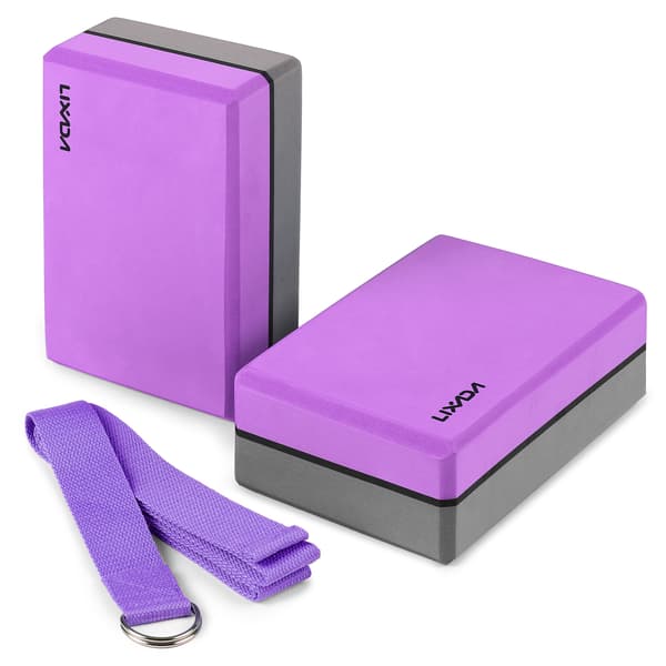 Set med 2 EVA yogablock med remmar för flexibilitet och posejustering