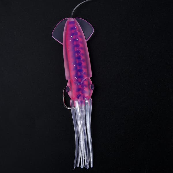 Flexibelt Bioniskt Bläckfiskfiskedragstillbehör med Röda och Blå Prickar 14.5cm