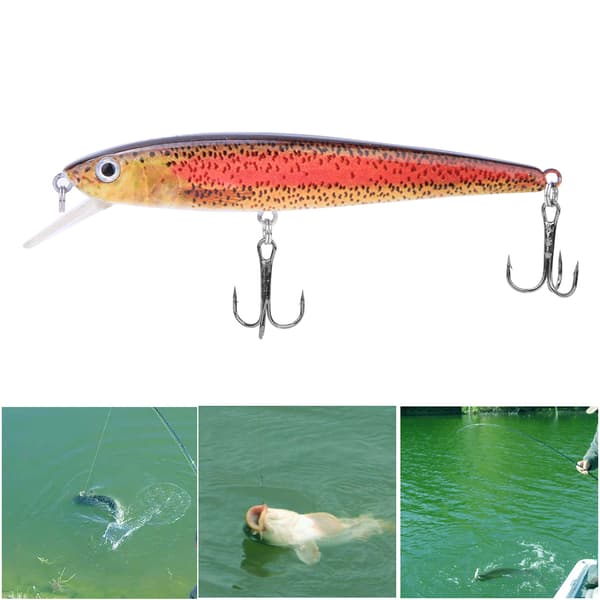 Minnow 11cm Konstgjort Fiskedrag med 3D-ögon, Plastdrag med #5 Trekrok