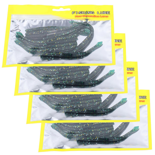 4 sett med myke ormeformede fiskesluker i silikon #3