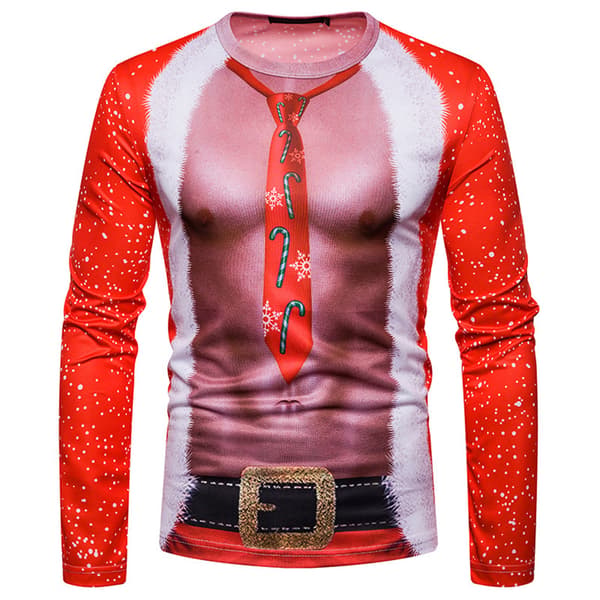 Grim jule-T-shirt til mænd med 3D-print vintertrøje