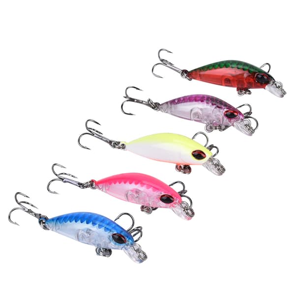 5 kpl Mini Minnow ABS-tekokaloja terävällä kolmihaarakoukulla - Kalastustarvike