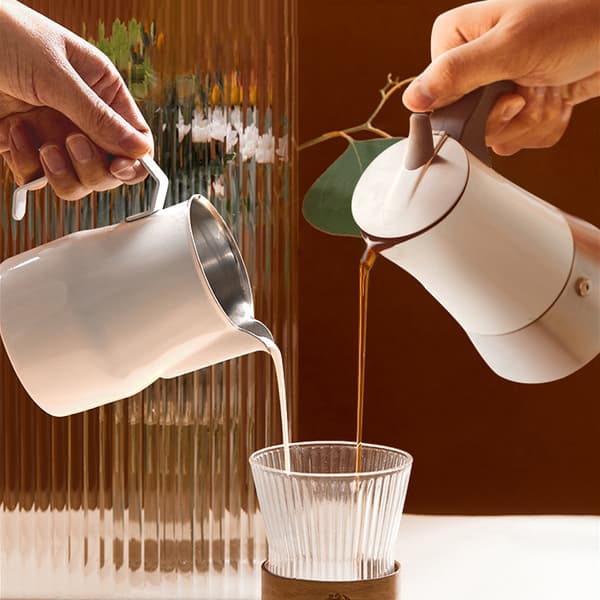 Kaffemaskine i rustfrit stål til komfur, 9 portioner, italiensk kaffe til camping