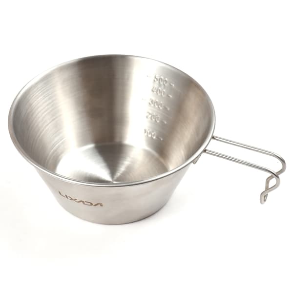 2 stk. Sierra Camping Skål 500 ml Rustfrit Stål med Mål til Camping og Backpacking