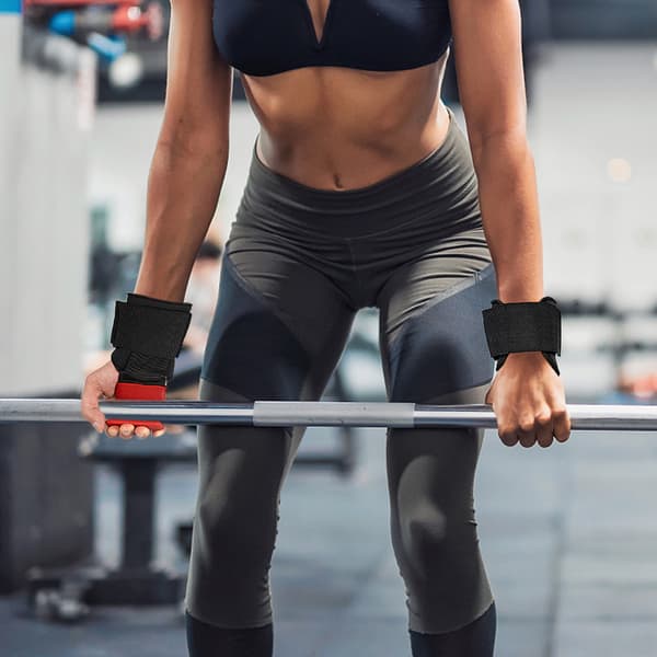 Tyngdlyftarkrok med handledsrem och handskar för bodybuilding, styrkelyft, marklyft, chinsstång