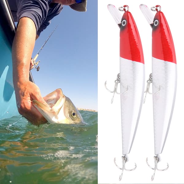 2 st sjunkande Minnow-drag med tungplatta, 3D-ögon, vass krok, ABS, #5
