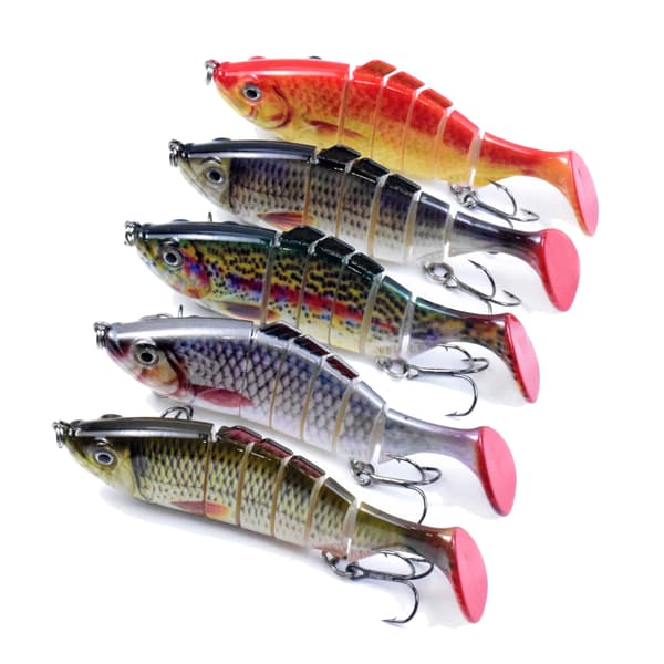 Fiskedrag 10cm 16.5g 6 segment med 3D-ögon trekrok för abborre öring sötvatten och saltvatten